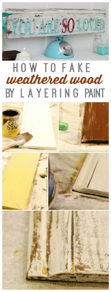 Quick way to fake weathered wood by layering paint!