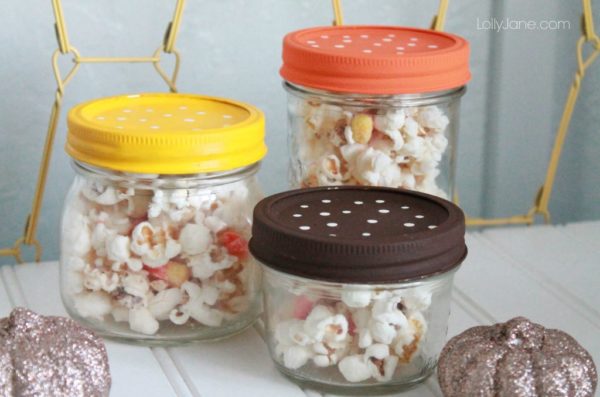 Easy candy corn popcorn mix!