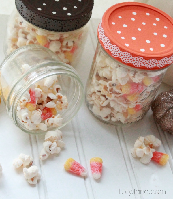 Easy candy corn popcorn mix!