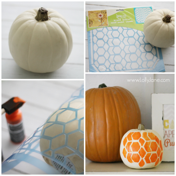 Honeycomb painted pumpkin tutorial.