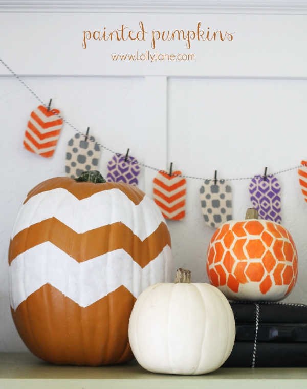 Easy honeycomb & chevron painted pumpkin tutorial!