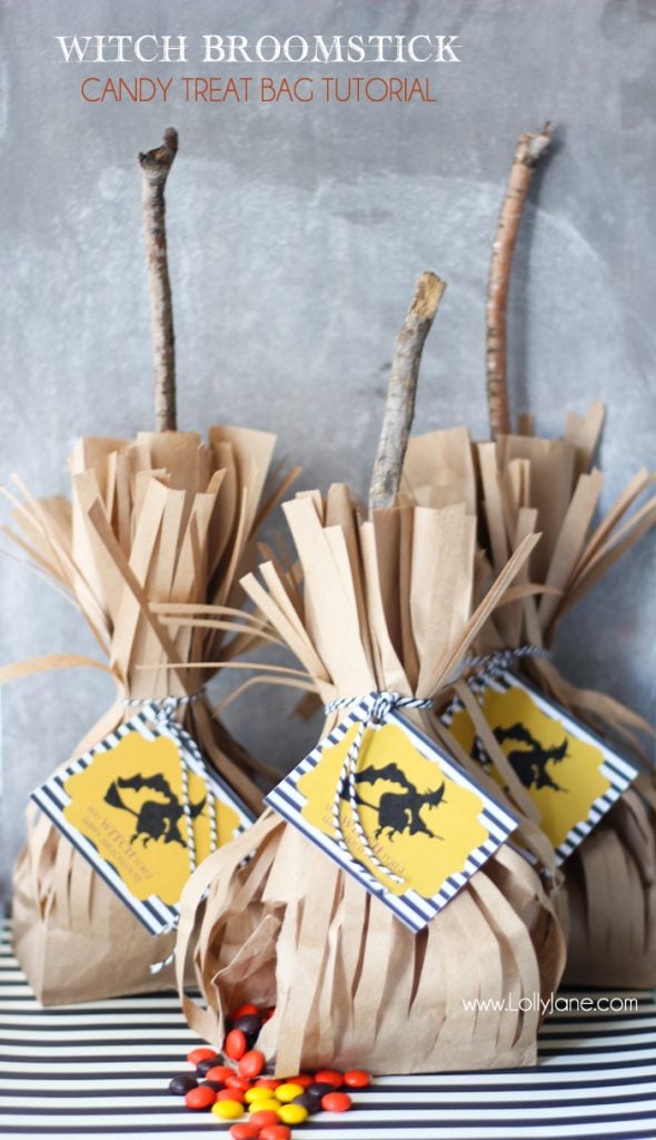 Witch broomstick candy treat bag + free printable