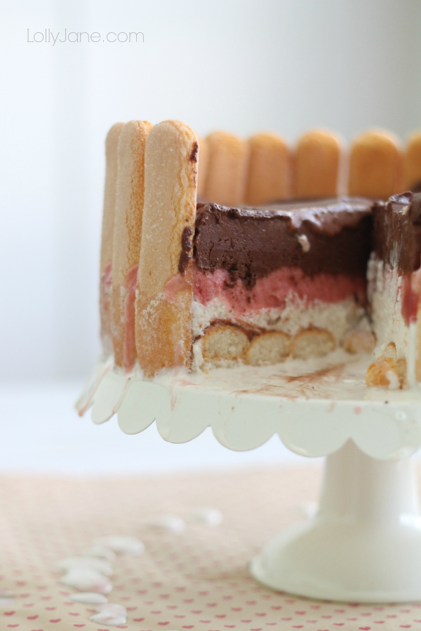 Neapolitan Semifreddo Shortcake recipe. SO easy and ridiculously good!! A sophisticated ice cream cake!