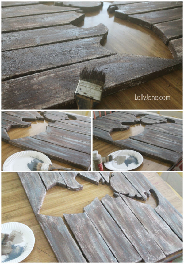 Faux barnwood painting tutorial! So easy! #barnwood #palletart #diy