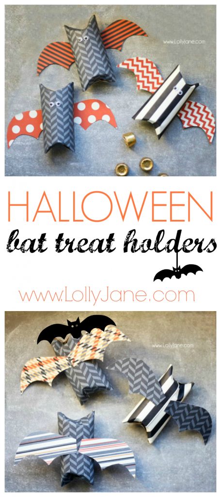 Cute Halloween bat treat holder made from toilet paper rolls #halloween