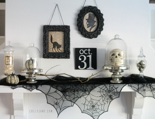 vintage Halloween mantel