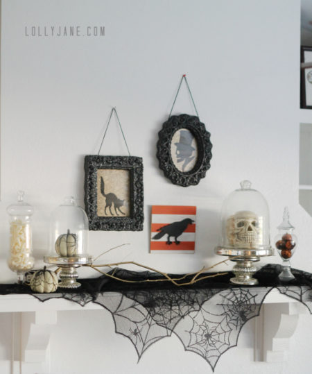 vintage Halloween mantel