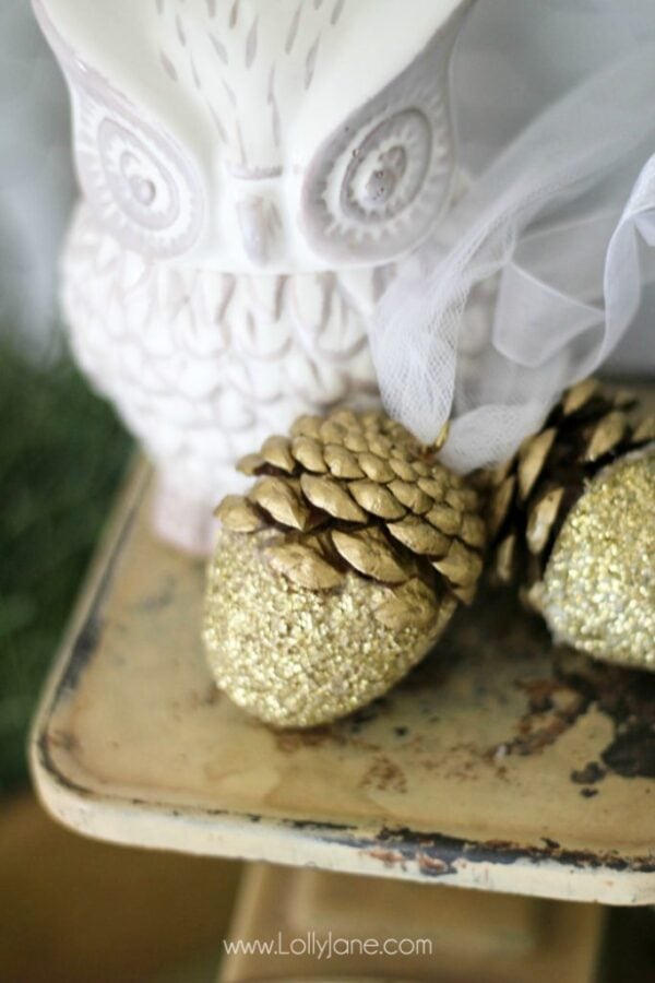 Pretty glittery acorn Christmas ornaments