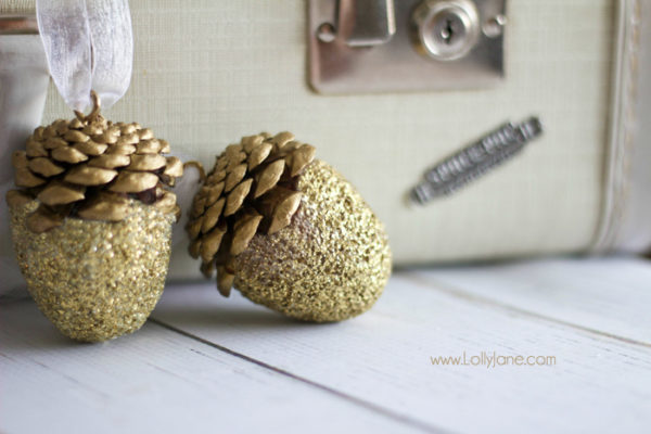 Pretty glittery acorn Christmas ornament