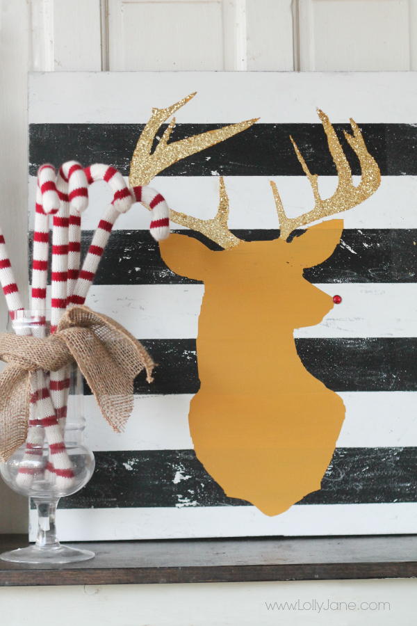 Glitter reindeer head art #diy #deerhead