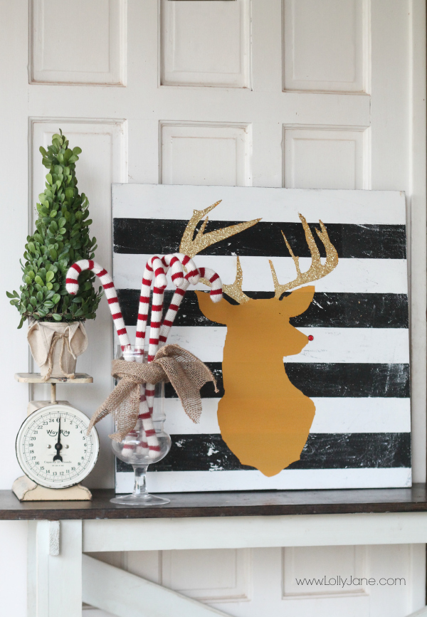 Glitter reindeer head art #diy #deerhead