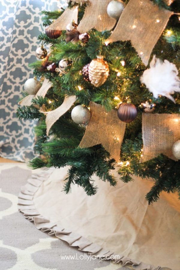 Pretty Deer Christmas Tree with Ruffled Tree Skirt