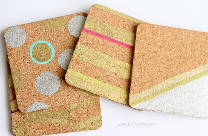 Cool Modern Color Block Cork Coasters