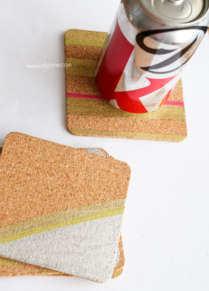 DIY Color Blocked Cork Coasters