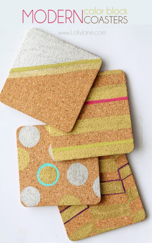 Cool Modern Color Block Cork Coasters