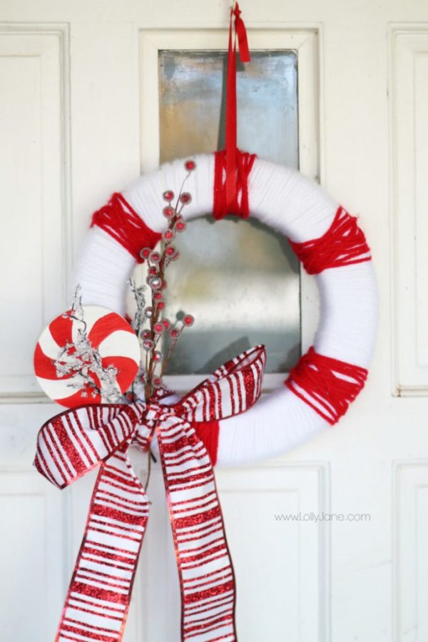 striped peppermint wreath