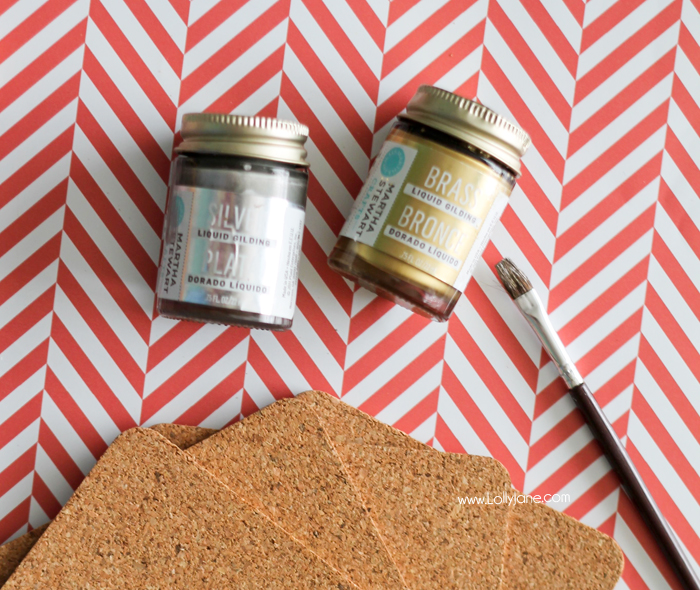 Supplies to make cute modern painted cork coasters