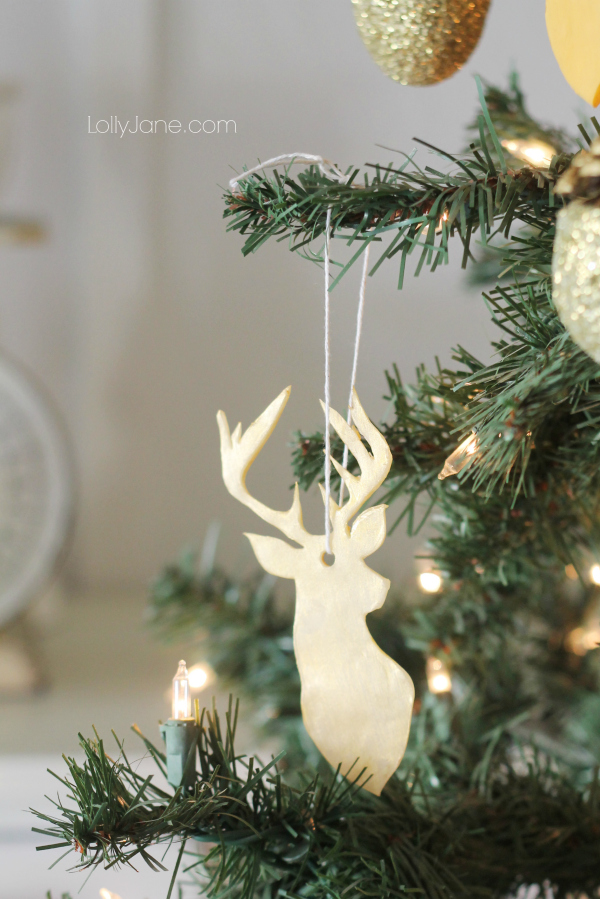 How to make clay deer head ornaments tutorial via lollyjane.com