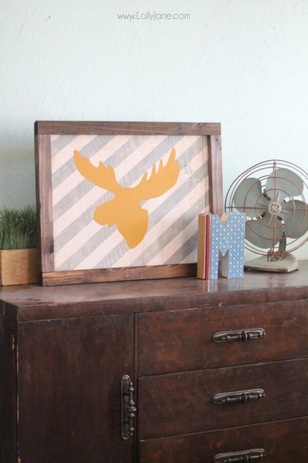 Fun striped moose head framed sign tutorial