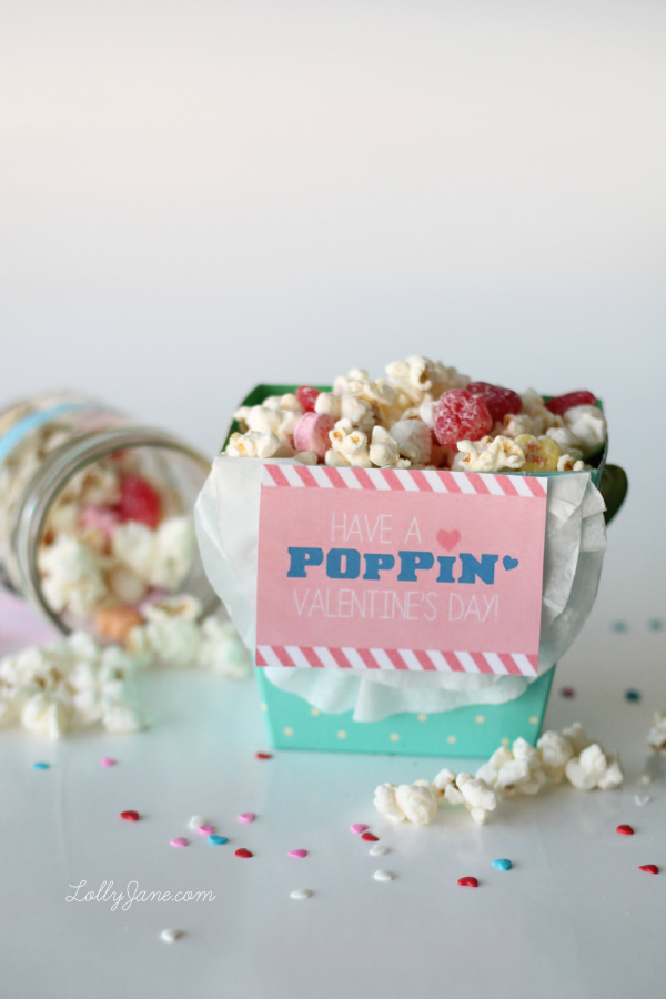 Valentine Popcorn Mix Recipe PLUS free "Have a POPPIN Valentine's Day" tag!! Great gift idea!! (lollyjane.com)