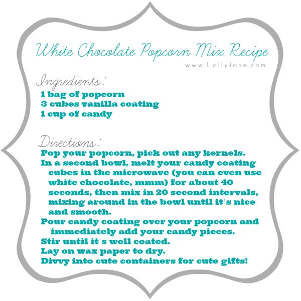 White Chocolate Popcorn Mix Recipe via lollyjane.com