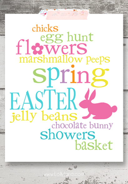 Cute and cheery Easter or Spring subway art. (Free printable!)