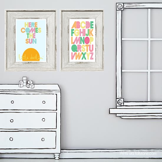 Printable childrens art. FREE 8x10 prints via www.lollyjane.com