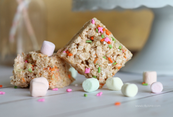 YUMMY Easter/spring rice crispy treats! Great kid helper recipe (: