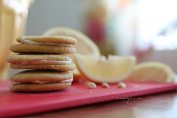 Pink Grapefruit Sandwich Cookies, SO yummy!! @lollyjaneblog