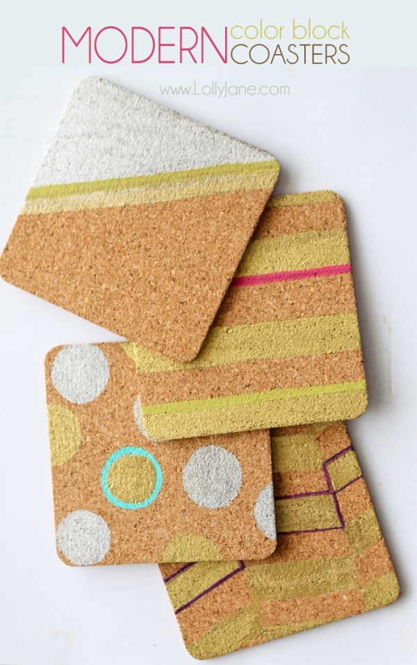 DIY Color Blocked Cork Coasters