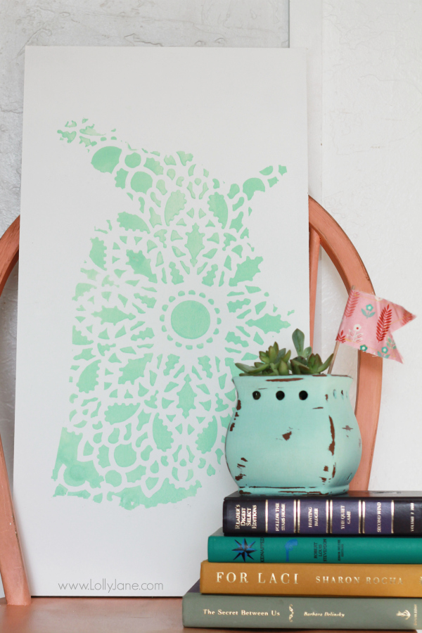 Pretty mint stencil United States sign, easy home decor tutorial. @lollyjaneblog 