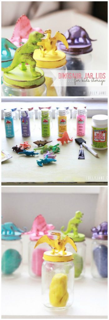 Make Dinosaur Playdough Storage Jars » Dollar Store Crafts