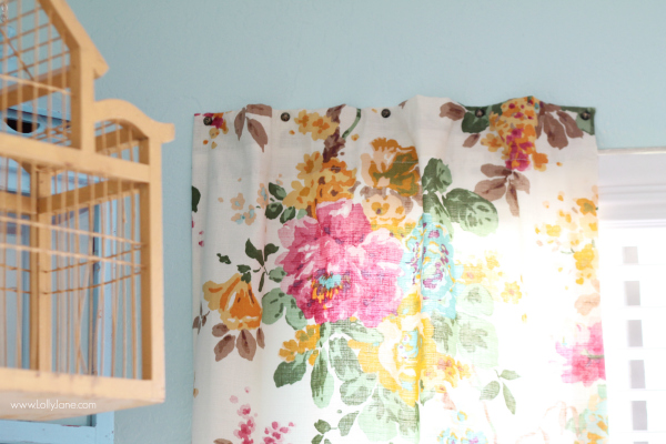 Quick tip to hang a faux curtain without a rod? Upholstery tacks!! 