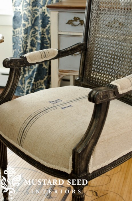 Grain Sack Chair via @missmustardseed