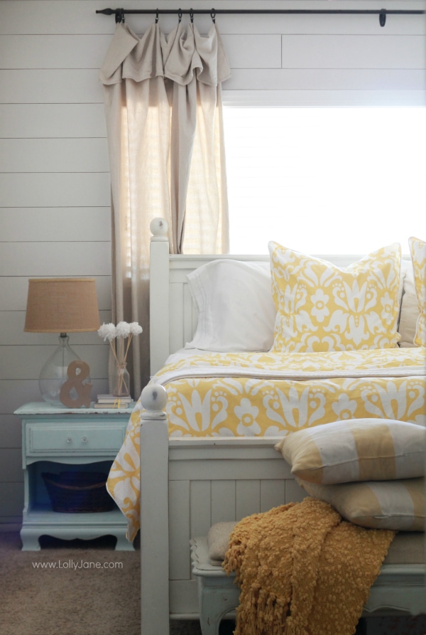 Master Bedroom Refresh, hello yellow! Gorgeous duvet + shams! | via www.lollyjane.com