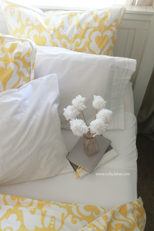 Master Bedroom Refresh, hello yellow! Gorgeous duvet + shams! | via www.lollyjane.com