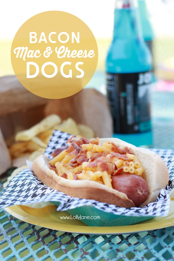 Bacon mac ‘n cheese hot dogs