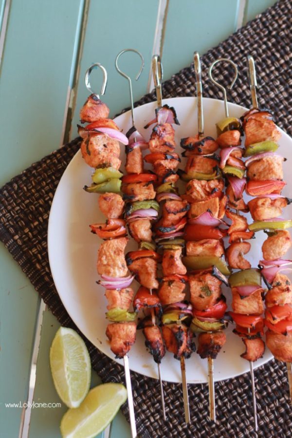 Yum! Chipotle Lime Chicken Skewers via lollyjane.com