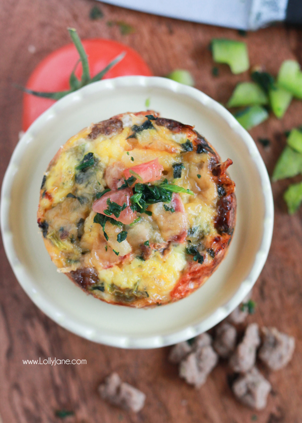 Sausage & Egg Hash Brown Cups. Perfect for breakfast or brunch! | lollyjane.com