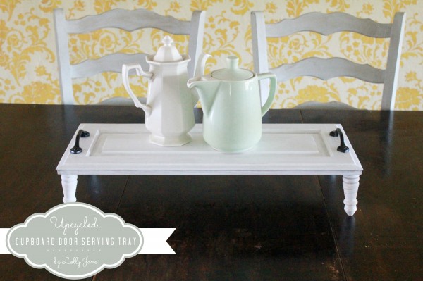 Turn an old cabinet door into a serving tray! Awesome upcycle! via lollyjane.com