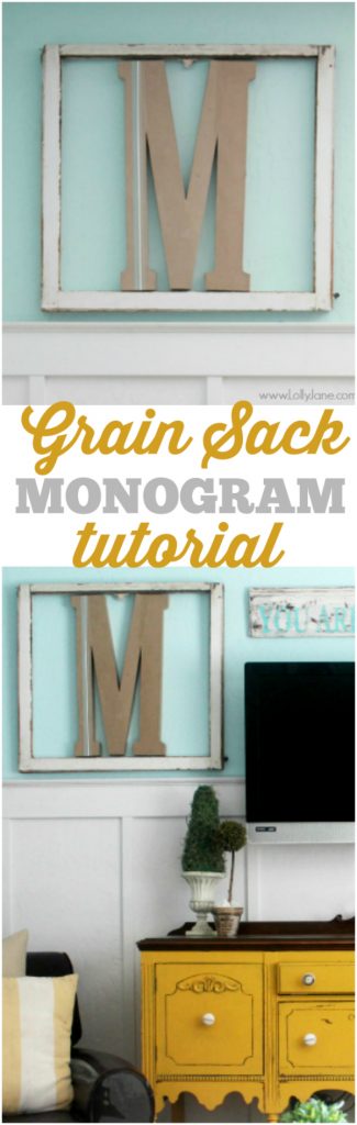 DIY grain sack monogram | tutorial via lollyjane.com