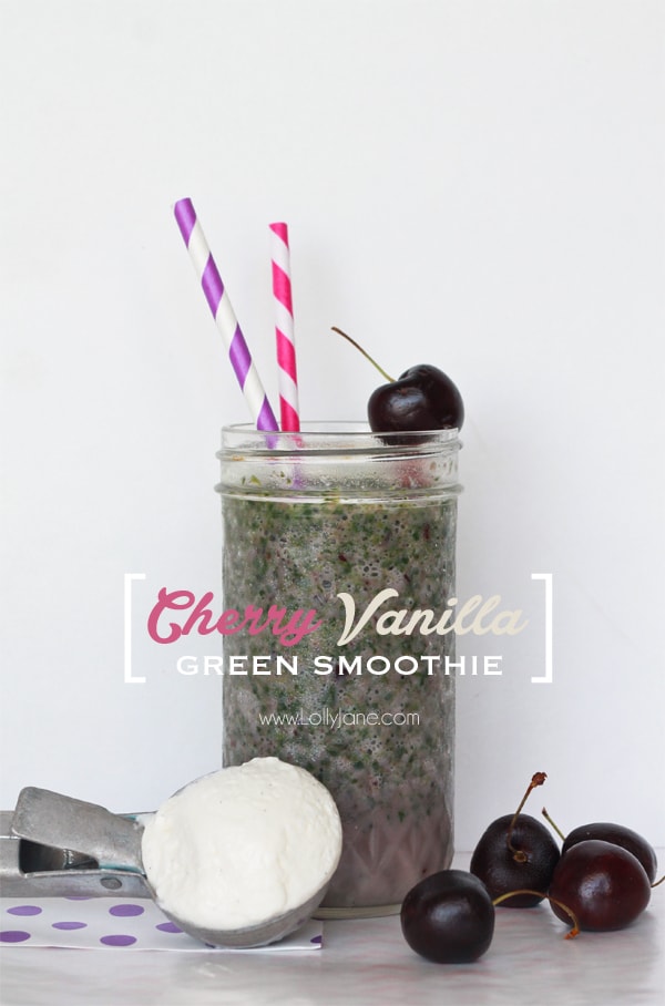 YUMMY Cherry Vanilla Green Smoothie! via lollyjane.com