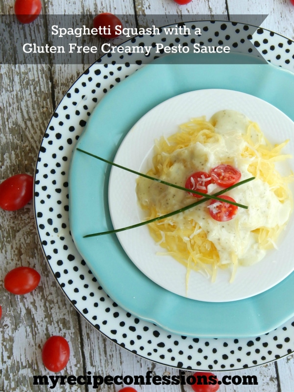 Spaghetti squash with creamy pesto sauce