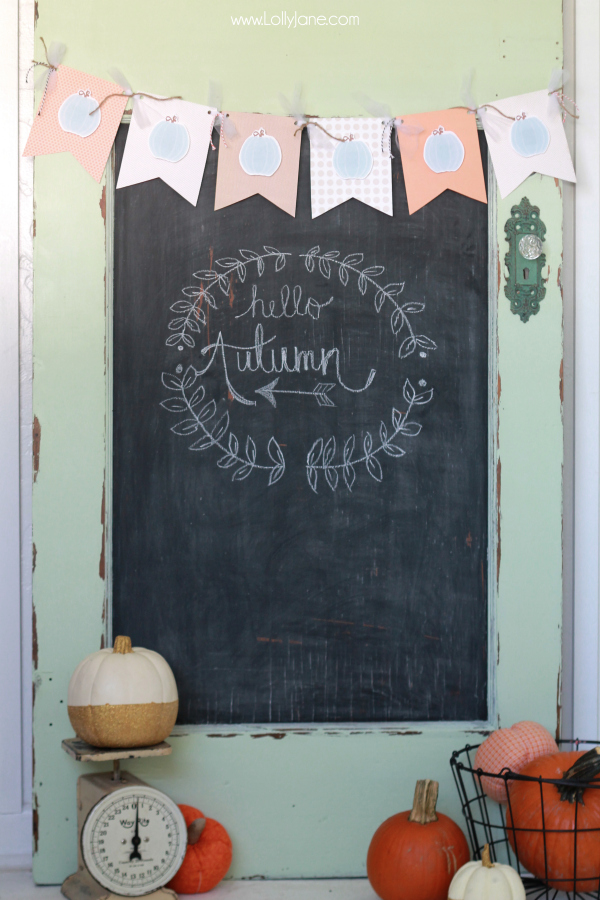 Easy DIY Fall Pumpkin Bunting (FREE printable!) via lollyjane.com