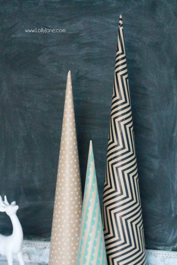 These DIY Paper Wrapped Holiday Trees are the cutest! |via lollyjane.com