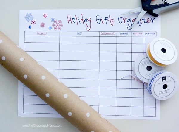 Holiday gift organizer |free printable