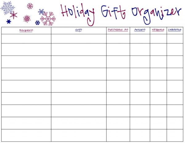 Holiday Gift Organizer FREE printable |via TheOrganizedMama.com