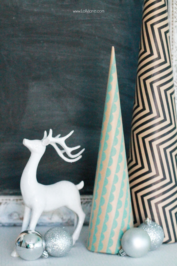 These DIY Paper Wrapped Holiday Trees are the cutest! |via lollyjane.com