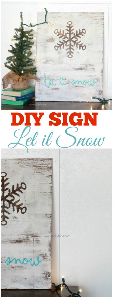 Pretty natural snowflake winter decor. This let it snow sign is so cute all season long. Cute Christmas decor!