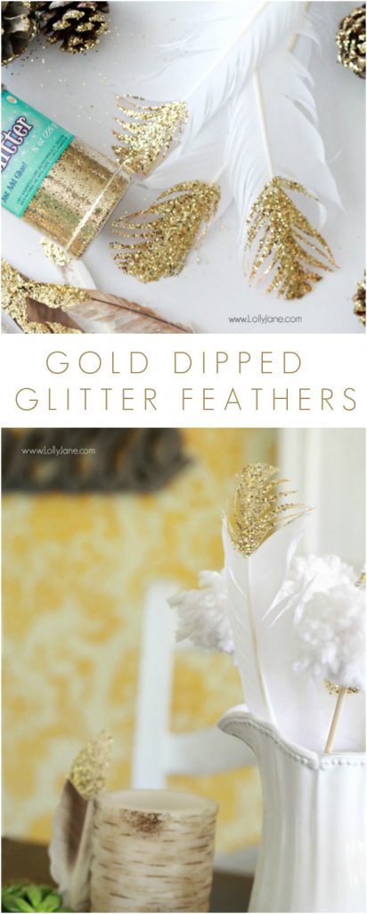DIY // Gold Dipped Glitter Feathers